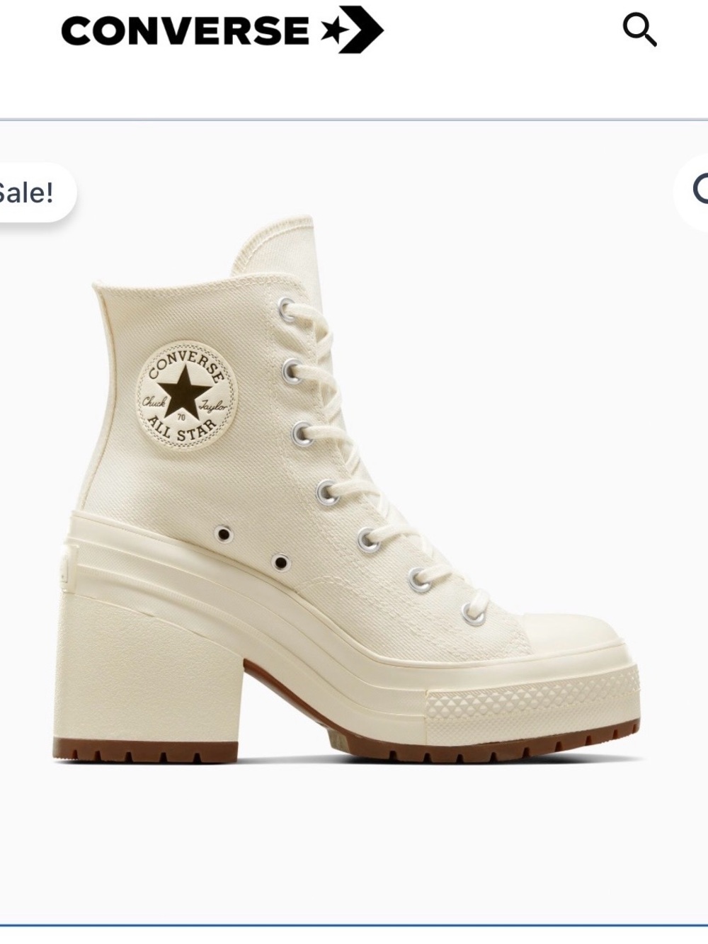 Converse Platform High-Top Heeled Boot in Cream